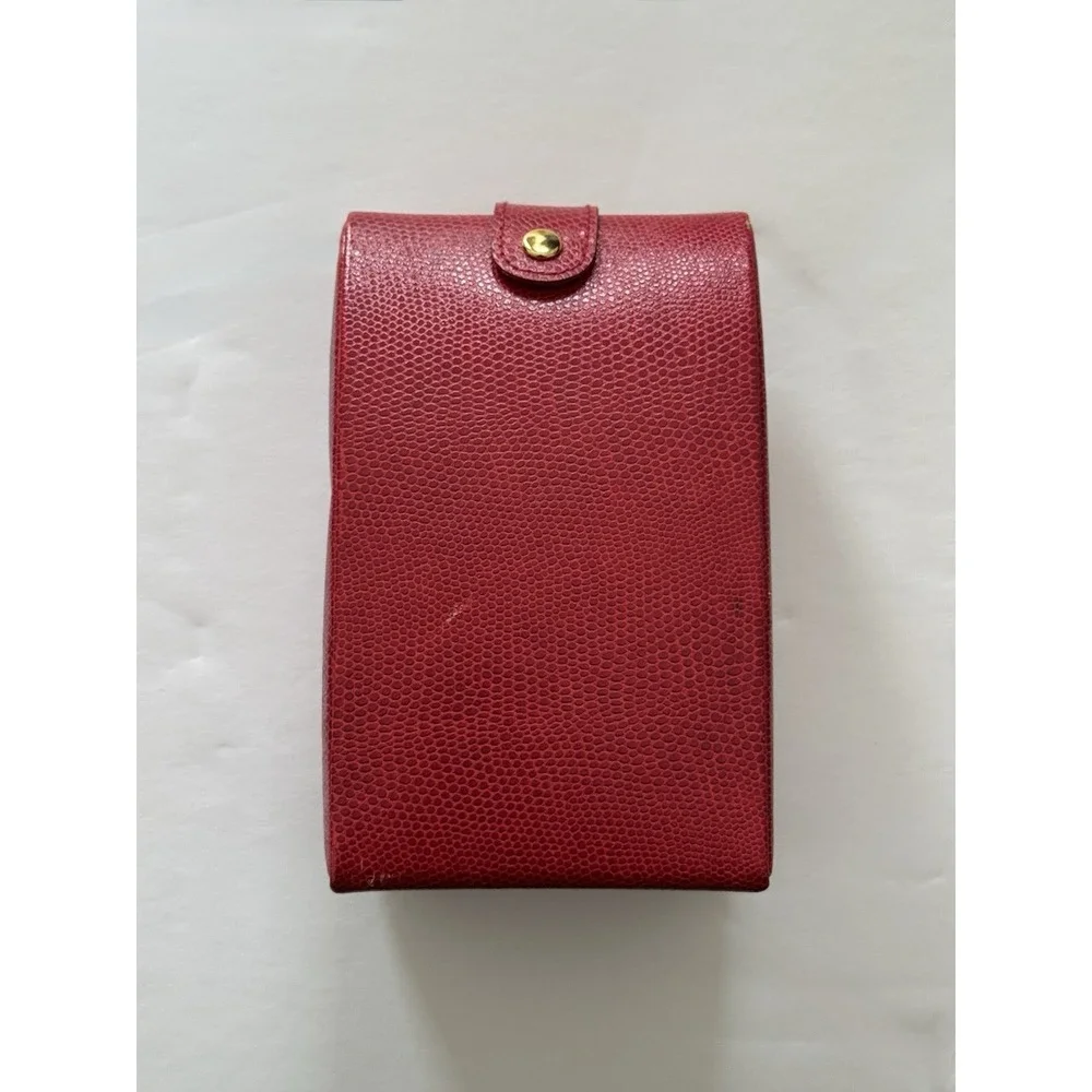 Wolf Designs Red Vintage Pebble Leather Folded Travel Jewelry Box
